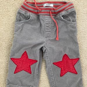 Baby Boden gray corduroy pants with red star